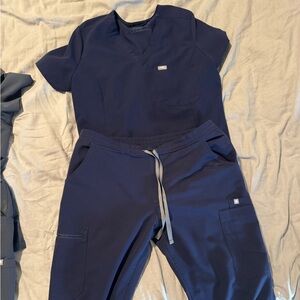 Navy blue FIGS scrub set